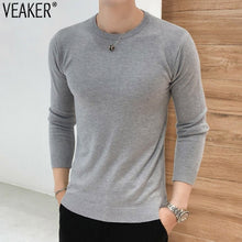 Load image into Gallery viewer, 2019 Autumn New Men&#39;s Slim Fit Pullover Sweaters Male Solid Color O-Neck Sweater Black White Knitted Pullover Tops S-2XL