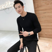 Load image into Gallery viewer, 2019 Autumn New Men&#39;s Slim Fit Pullover Sweaters Male Solid Color O-Neck Sweater Black White Knitted Pullover Tops S-2XL