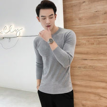 Load image into Gallery viewer, 2019 Autumn New Men&#39;s Slim Fit Pullover Sweaters Male Solid Color O-Neck Sweater Black White Knitted Pullover Tops S-2XL
