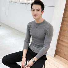 Load image into Gallery viewer, 2019 Autumn New Men&#39;s Slim Fit Pullover Sweaters Male Solid Color O-Neck Sweater Black White Knitted Pullover Tops S-2XL