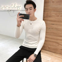 Load image into Gallery viewer, 2019 Autumn New Men&#39;s Slim Fit Pullover Sweaters Male Solid Color O-Neck Sweater Black White Knitted Pullover Tops S-2XL