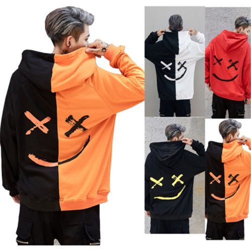 Dropshipping Suppliers Men Hoodies Sweatshirts Smile Print Headwear Hoodie Hip Hop Streetwear Clothing Us size Plus Size 3XL
