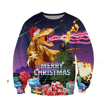 Load image into Gallery viewer, Unisex  Christmas Sweater ugly Christmas Sweaters Men/female Pullover Winter Autumn tops print  Funny  Dinosaur tops Clothing
