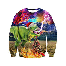 Load image into Gallery viewer, Unisex  Christmas Sweater ugly Christmas Sweaters Men/female Pullover Winter Autumn tops print  Funny  Dinosaur tops Clothing