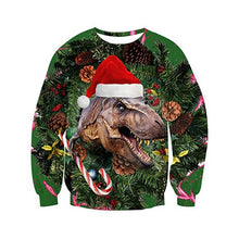 Load image into Gallery viewer, Unisex  Christmas Sweater ugly Christmas Sweaters Men/female Pullover Winter Autumn tops print  Funny  Dinosaur tops Clothing