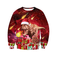 Load image into Gallery viewer, Unisex  Christmas Sweater ugly Christmas Sweaters Men/female Pullover Winter Autumn tops print  Funny  Dinosaur tops Clothing