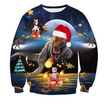 Load image into Gallery viewer, Unisex  Christmas Sweater ugly Christmas Sweaters Men/female Pullover Winter Autumn tops print  Funny  Dinosaur tops Clothing