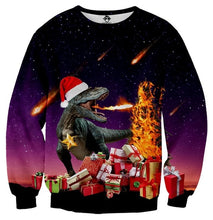 Load image into Gallery viewer, Unisex  Christmas Sweater ugly Christmas Sweaters Men/female Pullover Winter Autumn tops print  Funny  Dinosaur tops Clothing