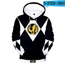 Load image into Gallery viewer, New black+white 3D Power Rangers Hoodies Men Women Sweatshirts Children Hip Hop Hoodie Autumn Hoody Kids Power Rangers pullovers