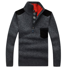 Load image into Gallery viewer, Winter Men&#39;s Turtleneck Sweater Half Zip Fleece Knitted Wool Pullover Long Sleeve Pocket Casual Male Thick Clothing for Autumn