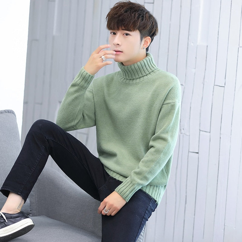 men's high collar sweater Loose Autumn winter bottoming shirt men long sleeve sweaters