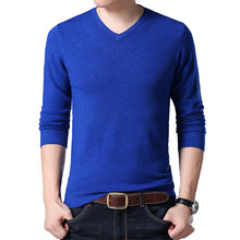 Load image into Gallery viewer, 2019 Autumn Winter Long-sleeved Men&#39;s Sweater Korean Slim Men&#39;s Solid Color Sweater V-neck Men&#39;s Shirt Pullover