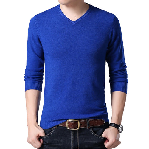 2019 Autumn Winter Long-sleeved Men's Sweater Korean Slim Men's Solid Color Sweater V-neck Men's Shirt Pullover