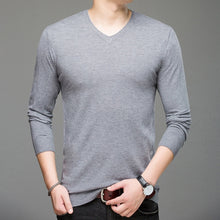 Load image into Gallery viewer, 2019 Autumn Winter Long-sleeved Men&#39;s Sweater Korean Slim Men&#39;s Solid Color Sweater V-neck Men&#39;s Shirt Pullover