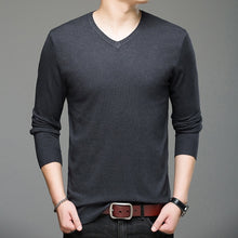 Load image into Gallery viewer, 2019 Autumn Winter Long-sleeved Men&#39;s Sweater Korean Slim Men&#39;s Solid Color Sweater V-neck Men&#39;s Shirt Pullover