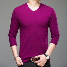 Load image into Gallery viewer, 2019 Autumn Winter Long-sleeved Men&#39;s Sweater Korean Slim Men&#39;s Solid Color Sweater V-neck Men&#39;s Shirt Pullover