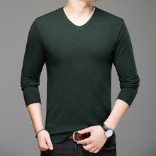 Load image into Gallery viewer, 2019 Autumn Winter Long-sleeved Men&#39;s Sweater Korean Slim Men&#39;s Solid Color Sweater V-neck Men&#39;s Shirt Pullover
