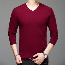 Load image into Gallery viewer, 2019 Autumn Winter Long-sleeved Men&#39;s Sweater Korean Slim Men&#39;s Solid Color Sweater V-neck Men&#39;s Shirt Pullover