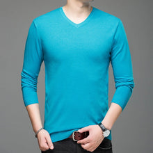 Load image into Gallery viewer, 2019 Autumn Winter Long-sleeved Men&#39;s Sweater Korean Slim Men&#39;s Solid Color Sweater V-neck Men&#39;s Shirt Pullover