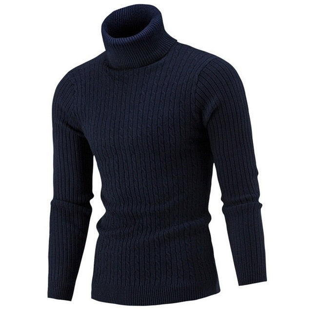 Puimentiua Men's Turtleneck Knitwear Casual Long Sleeve Knitted Tops Men Slim Fit Brand Pullovers Autumn Winter Male Streetwears