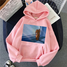 Load image into Gallery viewer, Harajuku Hoodies for Girls Cat Tom Mouse Jerry White&amp;pink Hooded Tops Women&#39;s Sweatshirt Long-sleeved Winter Tops Women Hoodies