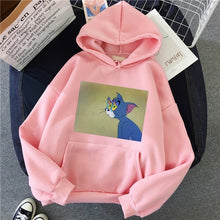 Load image into Gallery viewer, Harajuku Hoodies for Girls Cat Tom Mouse Jerry White&amp;pink Hooded Tops Women&#39;s Sweatshirt Long-sleeved Winter Tops Women Hoodies