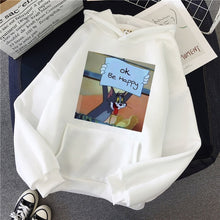 Load image into Gallery viewer, Harajuku Hoodies for Girls Cat Tom Mouse Jerry White&amp;pink Hooded Tops Women&#39;s Sweatshirt Long-sleeved Winter Tops Women Hoodies