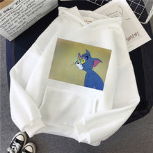 Load image into Gallery viewer, Harajuku Hoodies for Girls Cat Tom Mouse Jerry White&amp;pink Hooded Tops Women&#39;s Sweatshirt Long-sleeved Winter Tops Women Hoodies