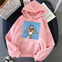 Load image into Gallery viewer, Harajuku Hoodies for Girls Cat Tom Mouse Jerry White&amp;pink Hooded Tops Women&#39;s Sweatshirt Long-sleeved Winter Tops Women Hoodies