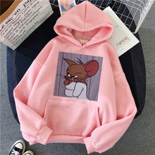 Load image into Gallery viewer, Harajuku Hoodies for Girls Cat Tom Mouse Jerry White&amp;pink Hooded Tops Women&#39;s Sweatshirt Long-sleeved Winter Tops Women Hoodies