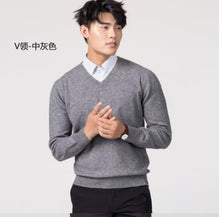 Load image into Gallery viewer, Cashmere Cotton Sweater People 2019 Autumn and Winter New Sweatshirt Pullover Round Neck Solid Color Slim Knitted Sweater 4XL
