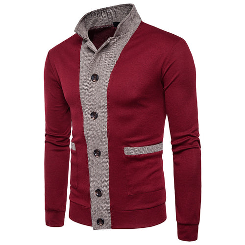 2019 Autumn Popular Men Casual Sweater Computer Knitted Single Breasted Men Fashion 2 Color Striped Patchwork Clothes S-XXL 318