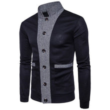 Load image into Gallery viewer, 2019 Autumn Popular Men Casual Sweater Computer Knitted Single Breasted Men Fashion 2 Color Striped Patchwork Clothes S-XXL 318