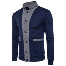 Load image into Gallery viewer, 2019 Autumn Popular Men Casual Sweater Computer Knitted Single Breasted Men Fashion 2 Color Striped Patchwork Clothes S-XXL 318