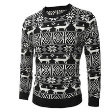 Load image into Gallery viewer, Loldeal Men&#39;s O Neck Deer Printed Sweater Fashion Christmas Snowflake Sweater Pullover