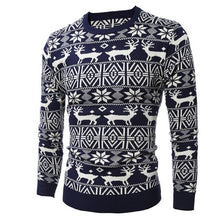 Load image into Gallery viewer, Loldeal Men&#39;s O Neck Deer Printed Sweater Fashion Christmas Snowflake Sweater Pullover