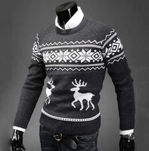 Load image into Gallery viewer, Loldeal Men&#39;s O Neck Deer Printed Sweater Fashion Christmas Snowflake Sweater Pullover