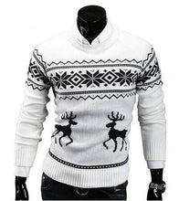 Load image into Gallery viewer, Loldeal Men&#39;s O Neck Deer Printed Sweater Fashion Christmas Snowflake Sweater Pullover
